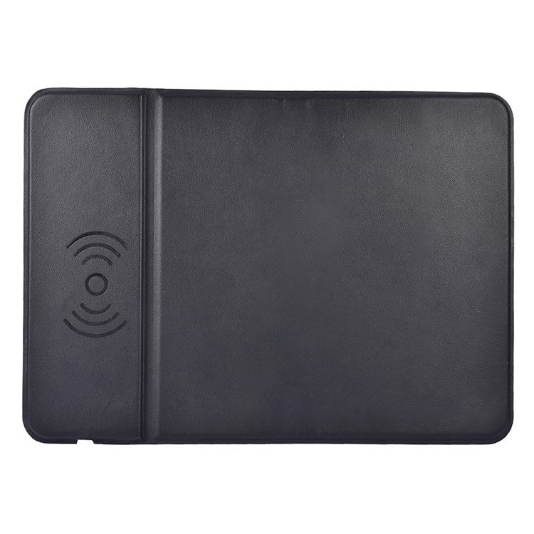 Desktop Wireless PU Leather Mouse Pad Charger Anti-slip Quick-charging Mat (NOT Support FOD Function) - Black-1