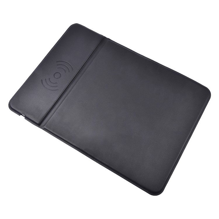 Desktop Wireless PU Leather Mouse Pad Charger Anti-slip Quick-charging Mat (NOT Support FOD Function) - Black-4