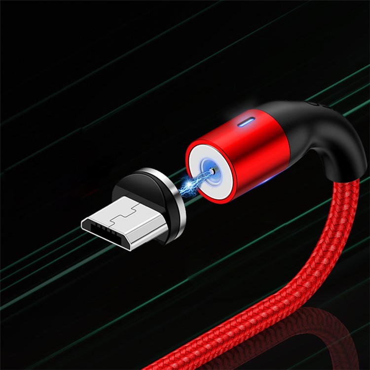 USAMS U29 2m Magnetic Adsorption Micro USB Charging Cord with LED indicator 2.4A - Red-3