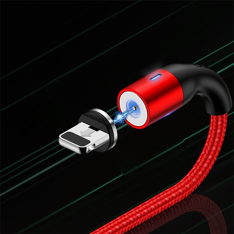 USAMS U29 1m Magnetic Lightning 8pin USB Charging Cable with LED indicator 2.4A - Red-3