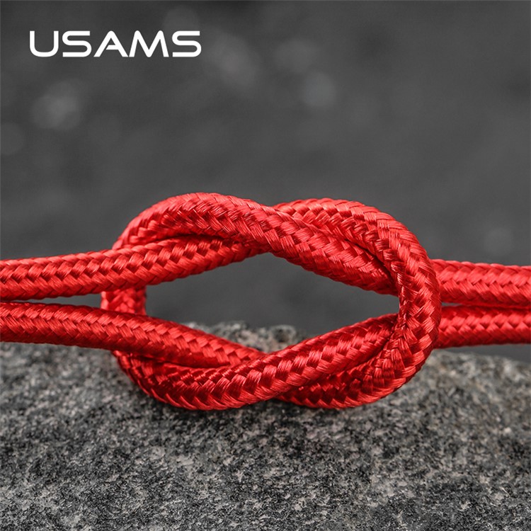 USAMS U29 1m Magnetic Lightning 8pin USB Charging Cable with LED indicator 2.4A - Red-8