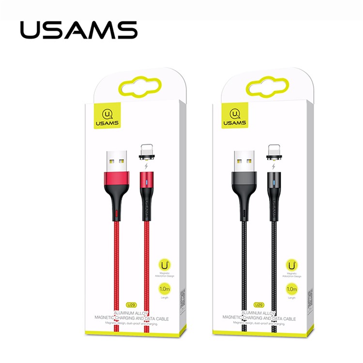 USAMS U29 2m Magnetic Type-C Charging Cable Cord with LED indicator 2.4A - Red-5