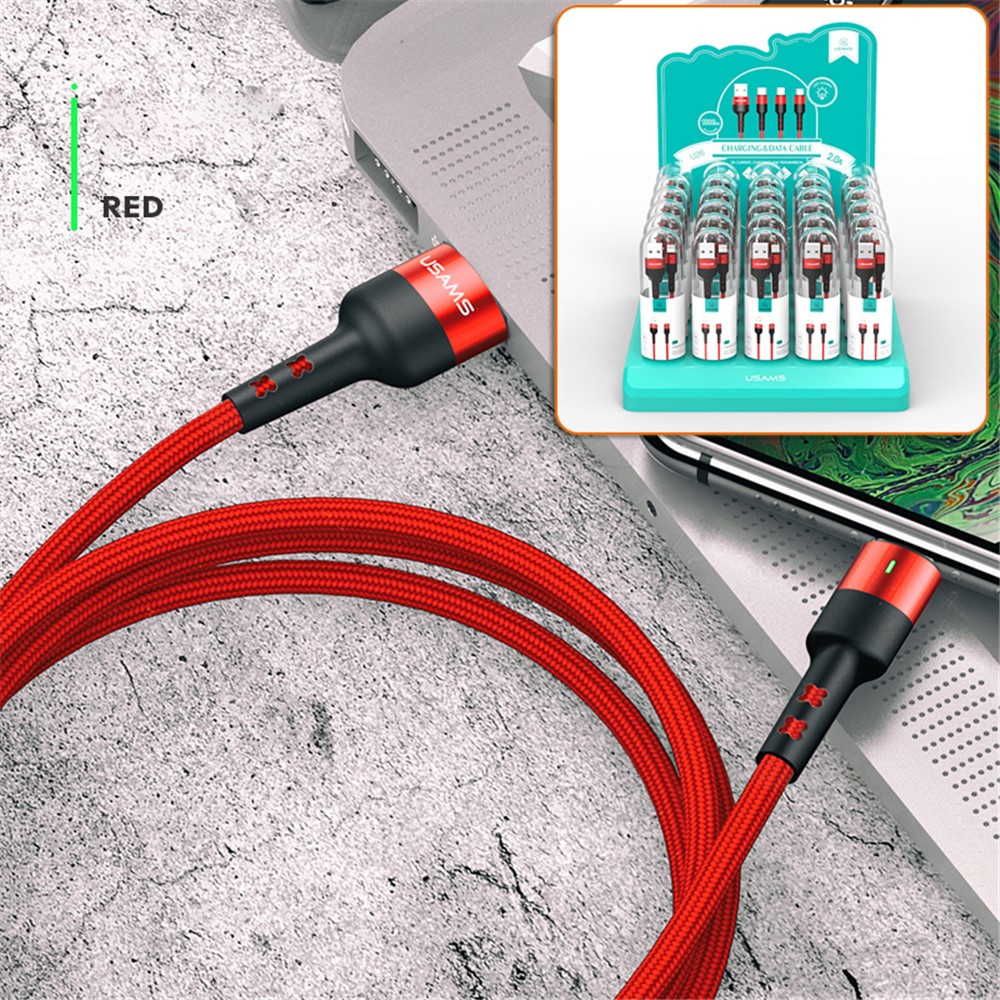 30Pcs/Set USAMS US-SJ312 U26 Micro USB Charging Data Sync Cable 1m with Display Stand - Red-1