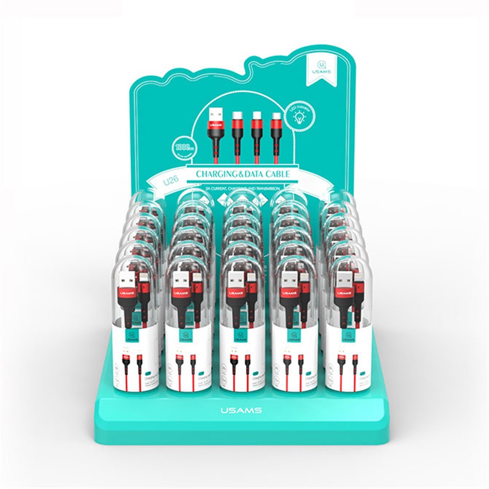 30Pcs/Set USAMS US-SJ312 U26 Micro USB Charging Data Sync Cable 1m with Display Stand - Red-3