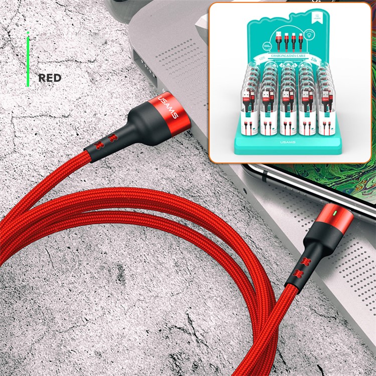 30Pcs/Set USAMS US-SJ313 U26 Type-C Data Cable Charging Cord 1m with Display Stand - Red-1