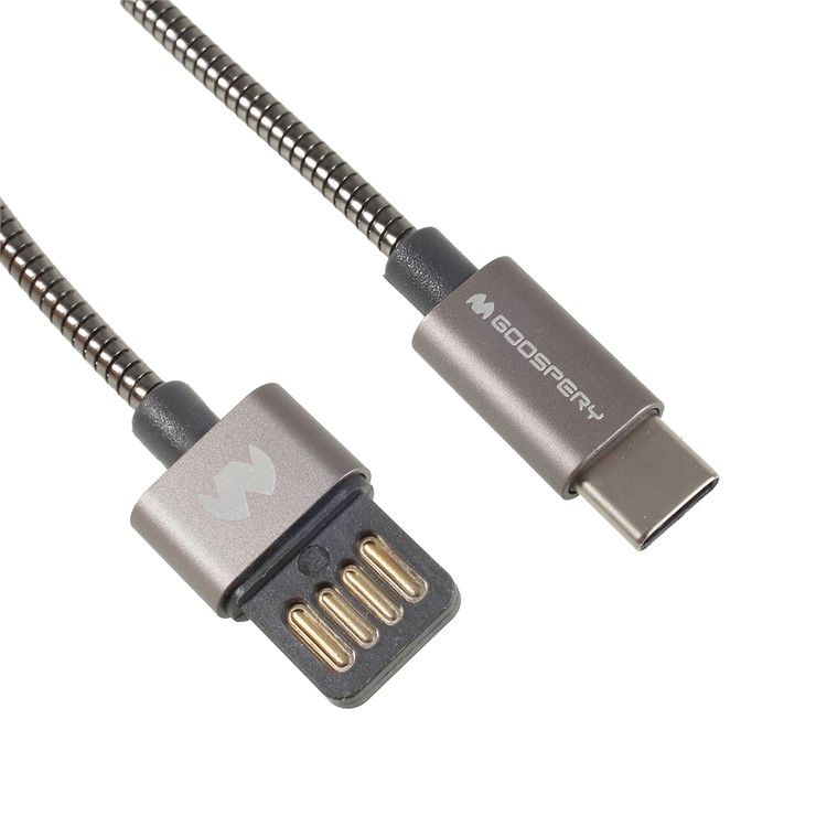 MERCURY GOOSPERY Zinc Alloy Woven Type-C USB Fast Charging Cable for Xiaomi Samsung - Grey-1