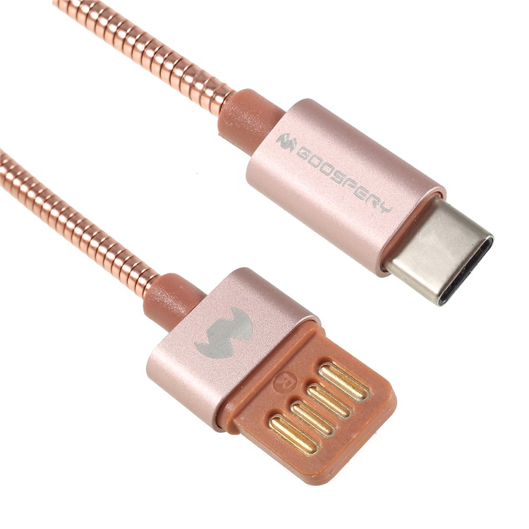 MERCURY GOOSPERY Zinc Alloy Woven Type-C USB Fast Charging Cable for Xiaomi Samsung - Rose Gold-1