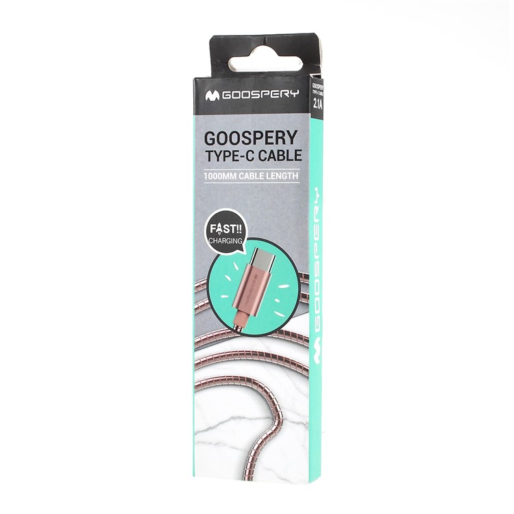 MERCURY GOOSPERY Zinc Alloy Woven Type-C USB Fast Charging Cable for Xiaomi Samsung - Rose Gold-6