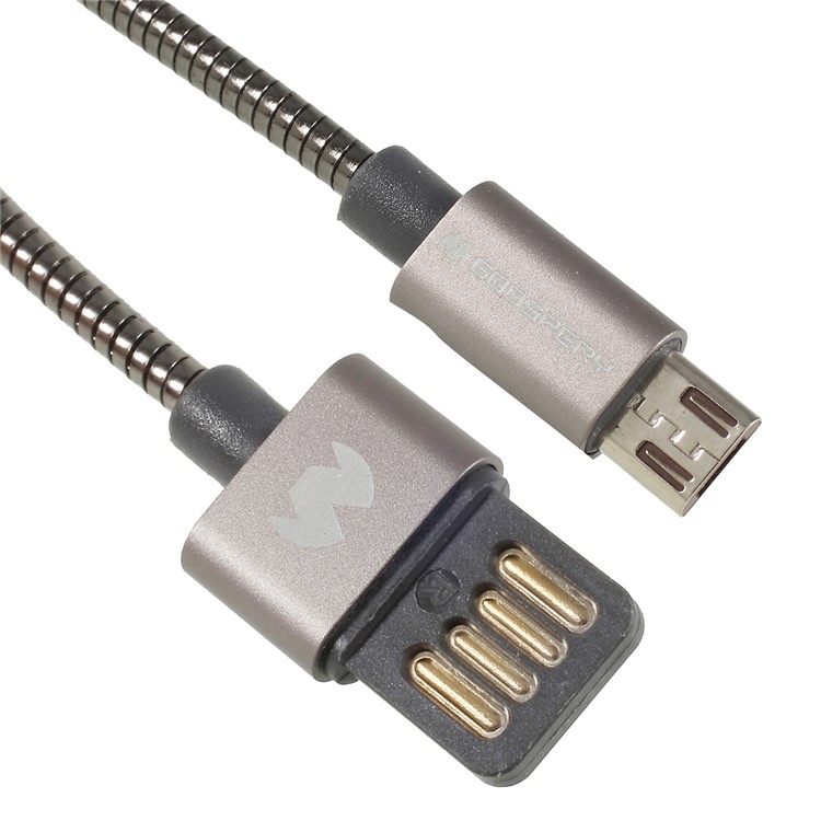 MERCURY GOOSPERY Zinc Alloy Woven Micro USB Fast Charging Cable for Xiaomi Samsung - Grey-1