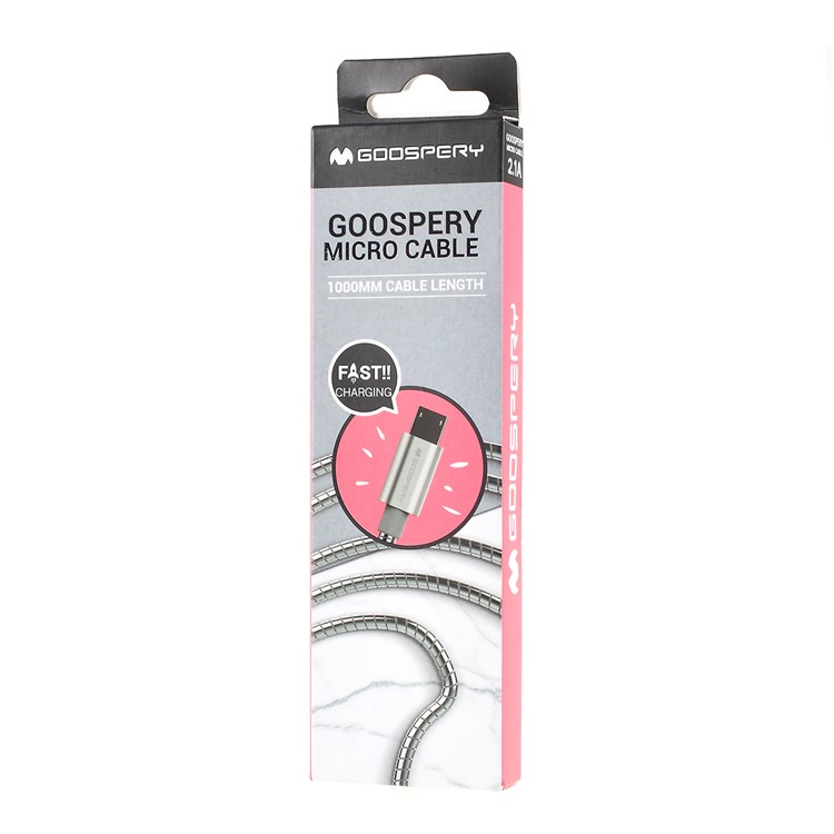 MERCURY GOOSPERY Zinc Alloy Woven Micro USB Fast Charging Cable for Xiaomi Samsung - Grey-4