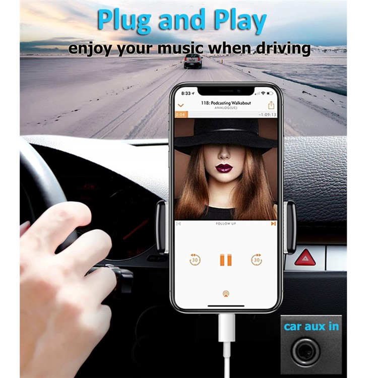 3.5mm Aux Cable Audio Cable Line for iPhone XR/XS/X Headphone Speaker Car Audio Adapter - White-2