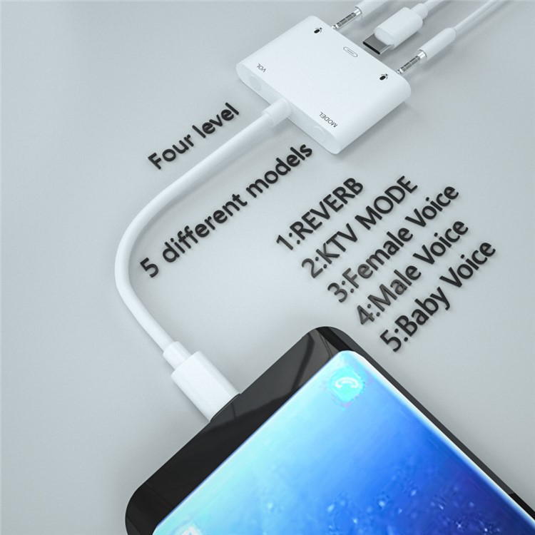 Type-C External USB Sound Card Audio Adapter USB-C Adapter Online Broadcast (Not support call) - White-10