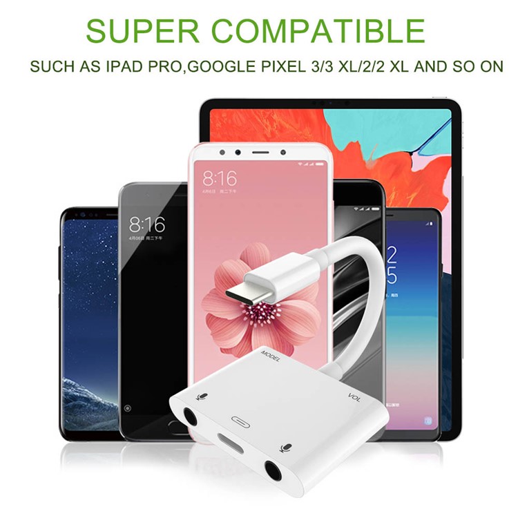 Type-C External USB Sound Card Audio Adapter USB-C Adapter Online Broadcast (Not support call) - White-2