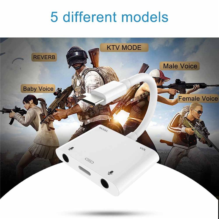 Type-C External USB Sound Card Audio Adapter USB-C Adapter Online Broadcast (Not support call) - White-3