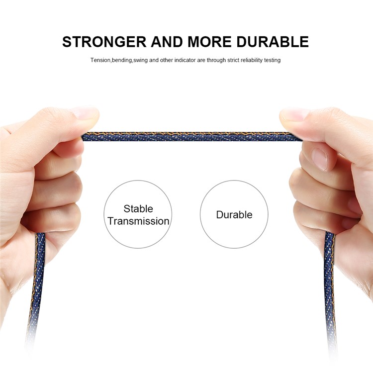 FLOVEME Jeans Cloth Coated Micro USB Charging Cable for Samsung Huawei Xiaomi - Blue-2