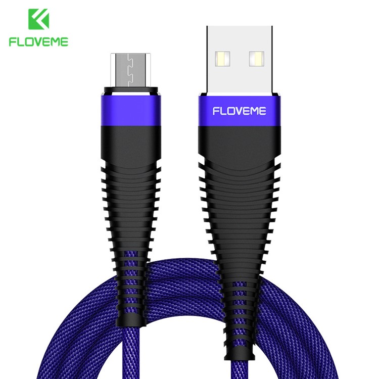 FLOVEME 2A Micro USB Pano Trançado Cabo De Carregamento De Dados Anti-flexão - Azul-1