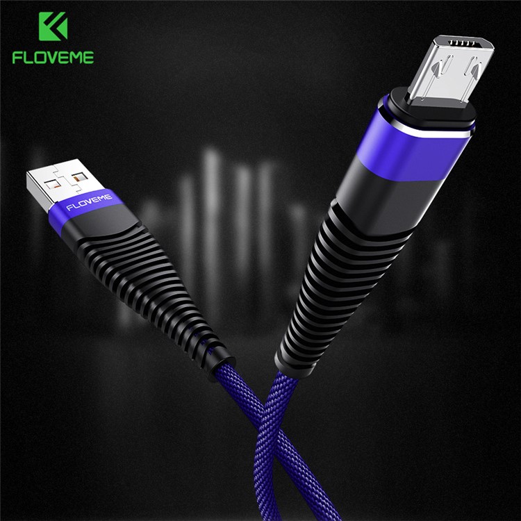 FLOVEME 2A Micro USB Pano Trançado Cabo De Carregamento De Dados Anti-flexão - Azul-3