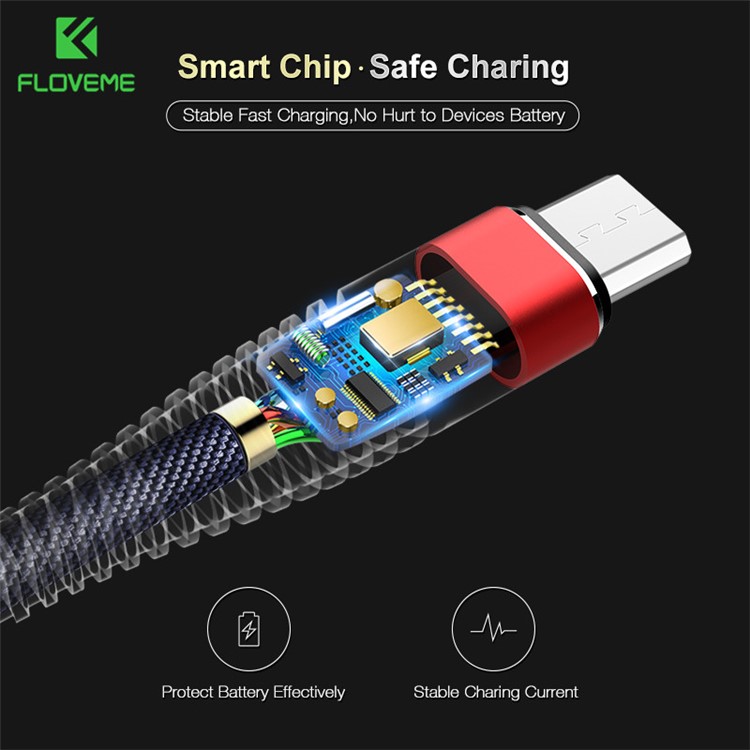FLOVEME 2A Micro USB Pano Trançado Cabo De Carregamento De Dados Anti-flexão - Azul-5