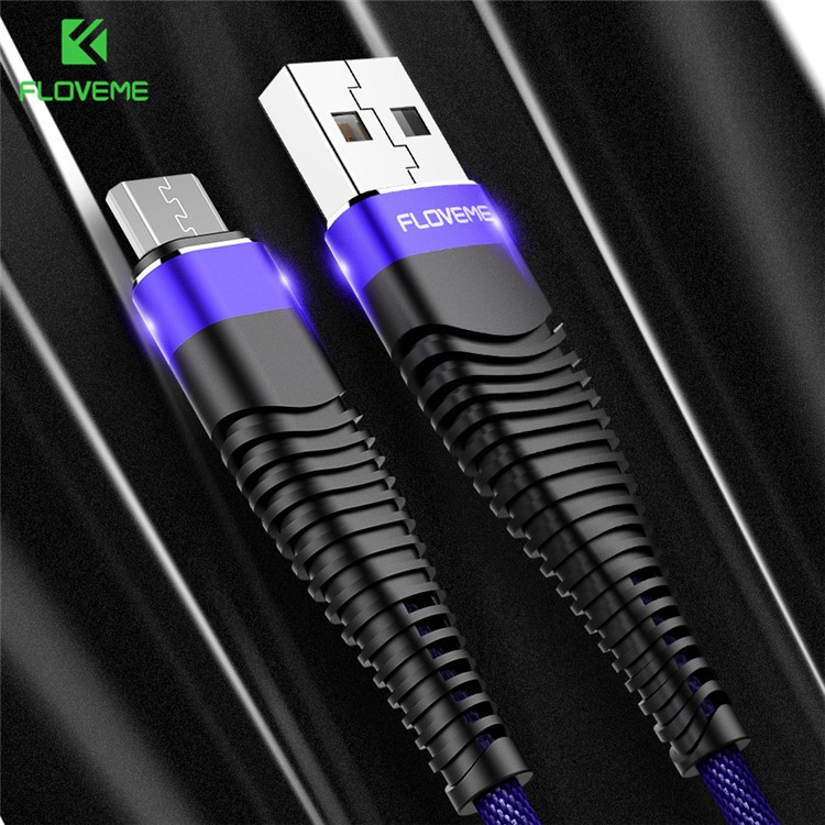 FLOVEME 2A Micro USB Pano Trançado Cabo De Carregamento De Dados Anti-flexão - Azul-8