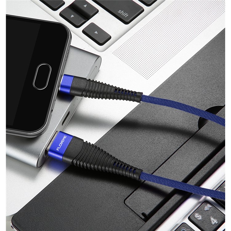 FLOVEME 2A Micro USB Pano Trançado Cabo De Carregamento De Dados Anti-flexão - Azul-9