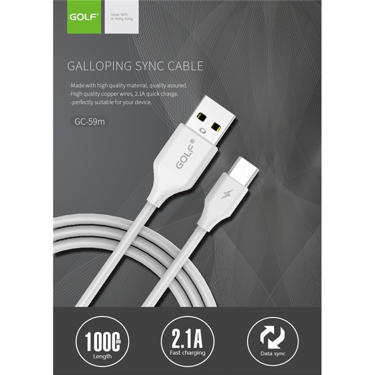 GOLF GC-59M Galloping Micro USB Charging Data Sync Cable 1m - White-2