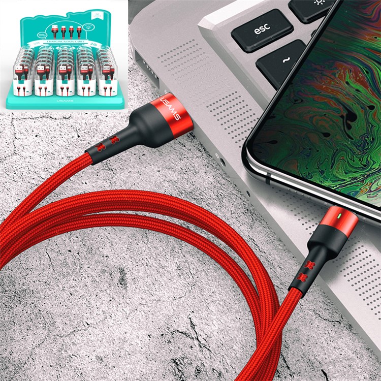 

30Pcs/Set USAMS US-SJ311 U26 1m Nylon Braided Cord Lightning 8 Pin Data and Charge Cable with Storage Pad - Red, iPhone Xs