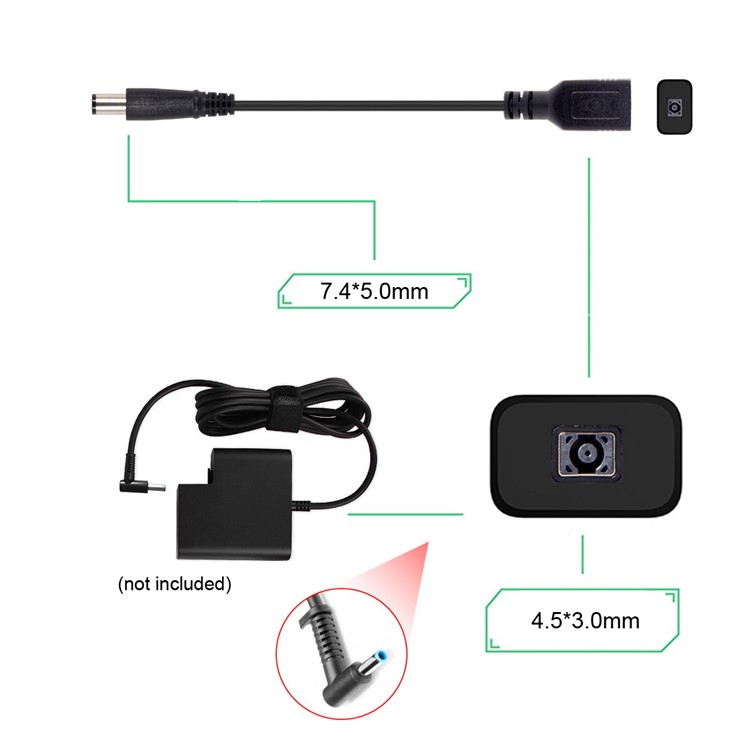 7.4x5.0mm to 4.5x3.0mm Tip Connector Converter for HP Laptop-10
