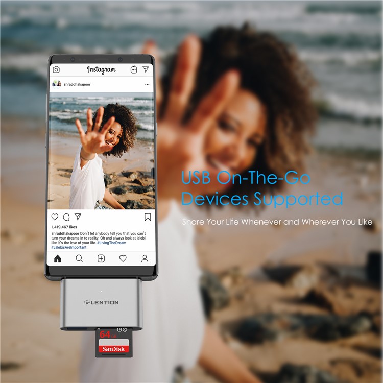 LENTION CS15 USB-C to USB 3.0 SD/Micro SD Card Reader Converter-10