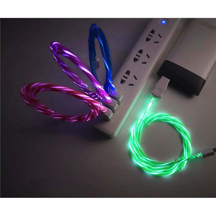 Luminous Horse Race Lamp 1M Type-C Charging Sync Cable for Huawei Samsung Xiaomi Etc. - Red-6