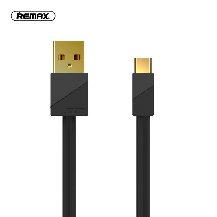 REMAX Blade Type-C 3A Fast Charging Data Sync Cable Gold Plated Plug - Black-1