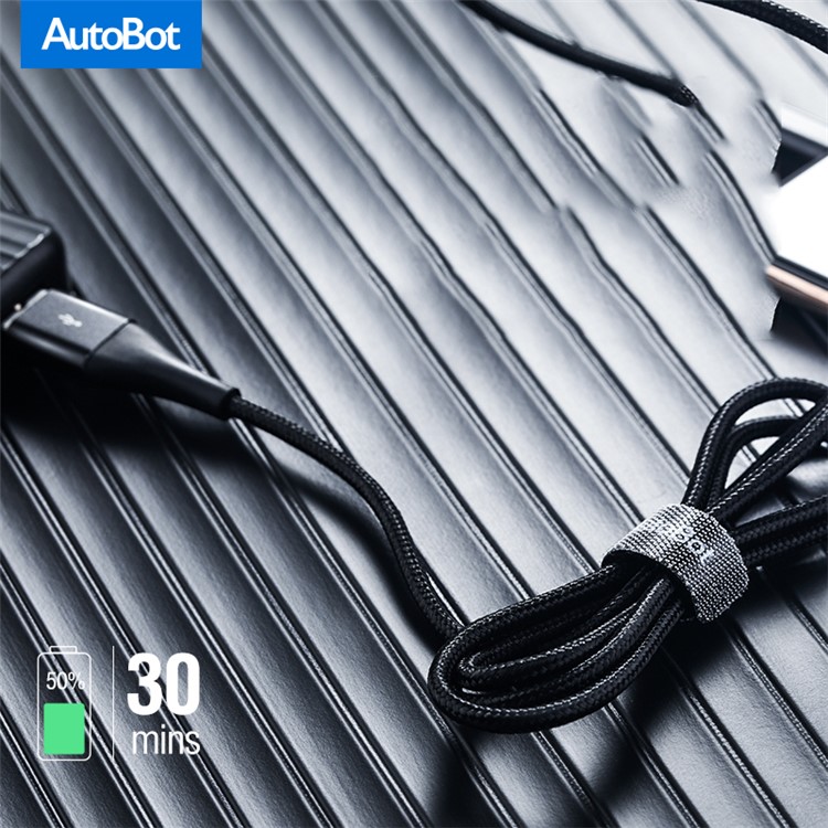 ROCK AUTOBOT A2 Mifi Aluminium Alloy Woven Texture Quick Charging Cable - Black-3