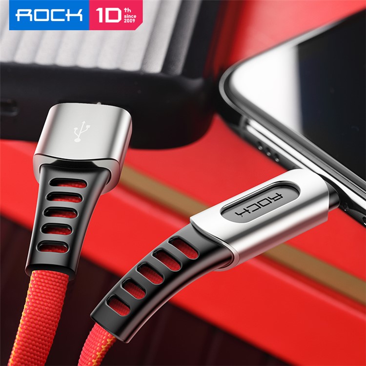 ROCK M8 Woven Pattern 1.0M Type-C USB Data Sync Charging Cable for Samsung Huawei - Red-7