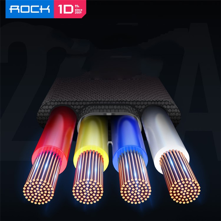 Cable De Carga De Sincronización De Datos USB Tipo C De ROCK M8 Tejido 1.0M Para Samsung Huawei - Negro-4