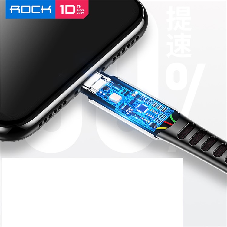 ROCK M8 Gewebtes Muster 1.0M Typ-C USB-Daten-Sync-Ladekabel Für Samsung Huawei - Blau-6