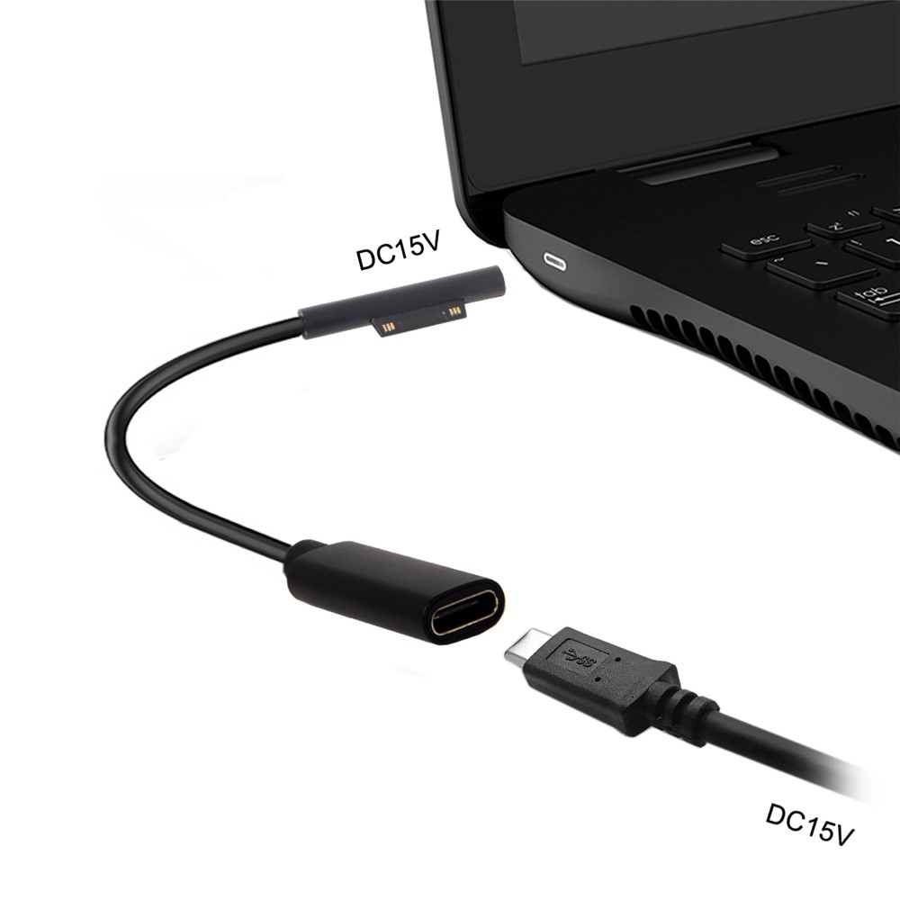 DC 15V Type-C USB-C Female to Surface Pro3 Pro4 Pro5 Pro6 Book Pro Charge Cable-8