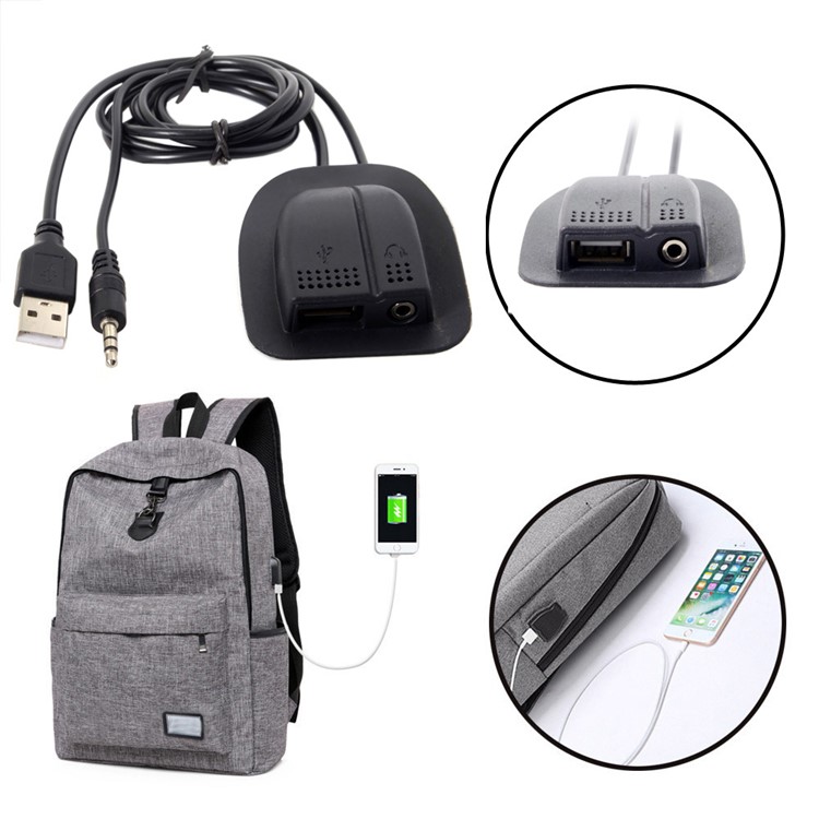 Backpack USB 2.0 & Audio 3.5mm Charging Cable Practical Convenient Outdoor Travel Camping External-12