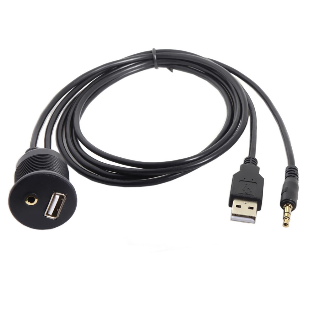 Combo USB 2.0 & 3.5mm AUX Male to Female Extension Cable with Waterproofable Mount Shell-4