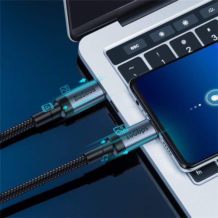 BASEUS Typ-C Multifunktions-USB-Kabel PD3.1 Gen2 (10 Gbit / S) 100 W (20 V / 5 A) 1 M Unterstützt 4K HD-Projektion - Dunkelgrau / Schwarz-2