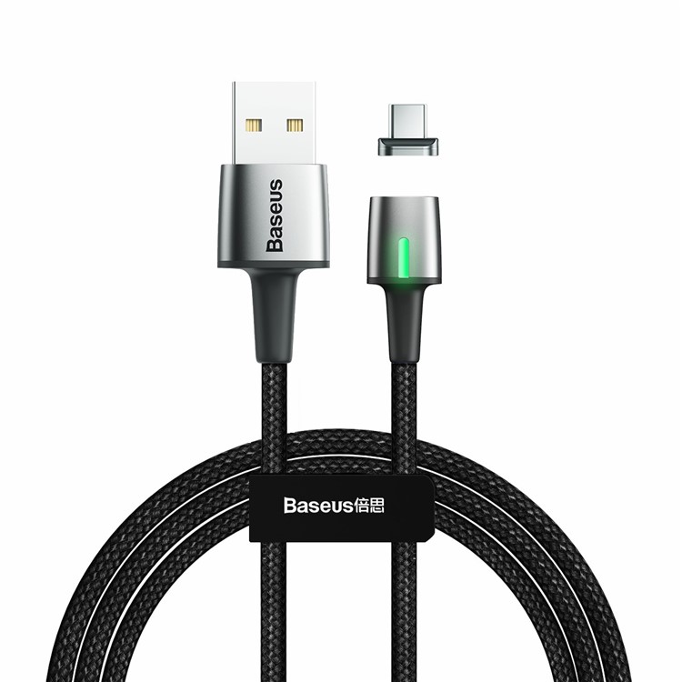BASEUS 2A Fast Charge Magnetic Nylon Braided Type-C Cable Data Sync 2m - Black