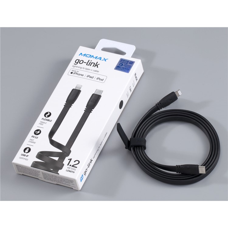 MOMAX DL37 1.2m PD Fast Charging Data Sync Cable Type-C to Lightning 8Pin MFI Certified - Black-9