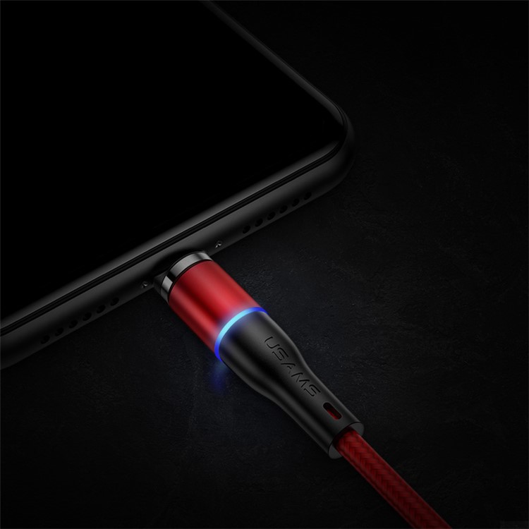 USAMS Nylon Braided Magnetic Type-C Charger Cable for Samsung Huawei Xiaomi - Red-4