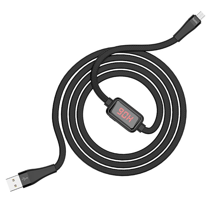 HOCO S4 Charging Data Cable with Timing Display for Micro USB - Black-1