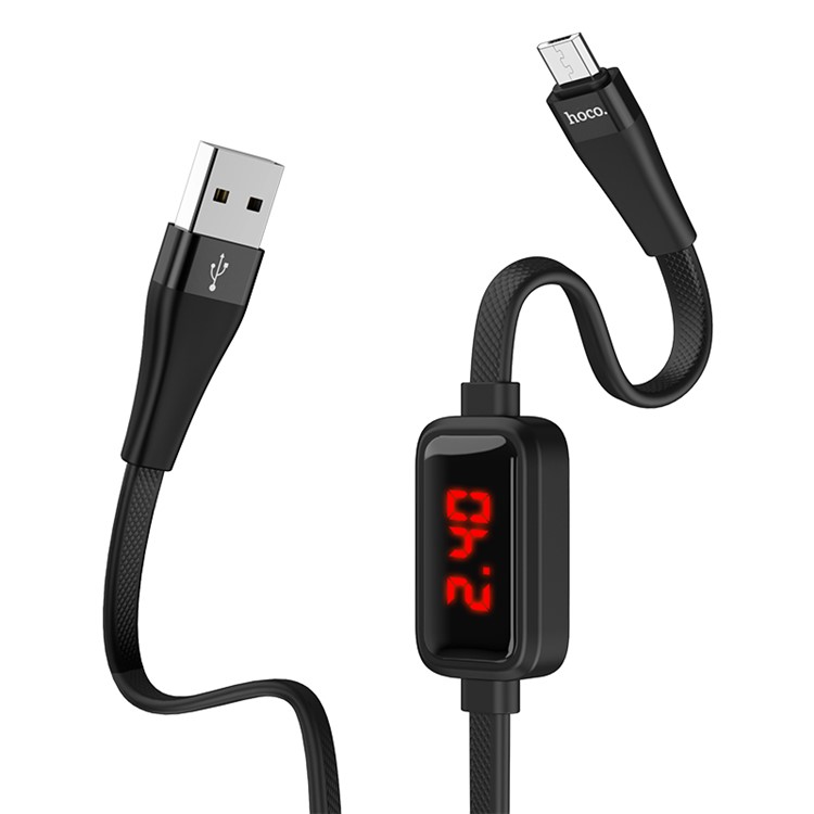 HOCO S4 Charging Data Cable with Timing Display for Micro USB - Black-2