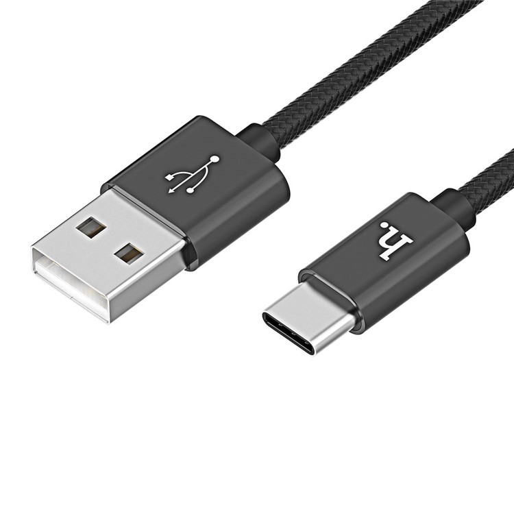 HOCO X2 1M Nylon Braided Type-C USB Data Sync Charger Cable for Samsung Huawei Xiaomi - Black-2