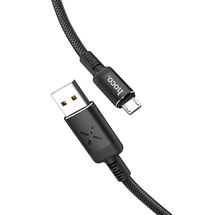 HOCO U63 Micro USB 2.4A Fast Charging Voice Activation Flashing Data Cable 1.2m - Black-2