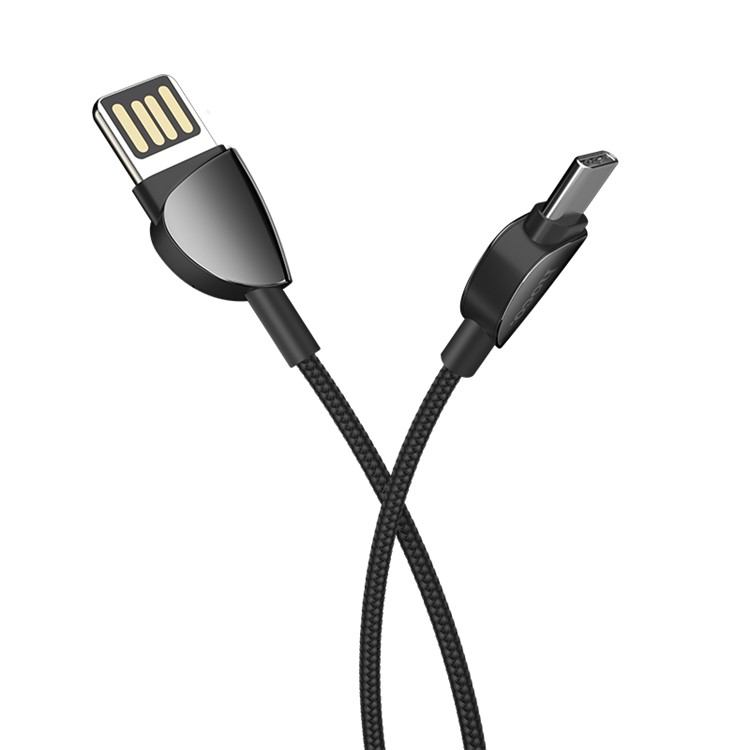 HOCO U62 Nylon Braid USB-A Reversible 3A Fast Charging Type-C Data Cable 1.2m - Black-2