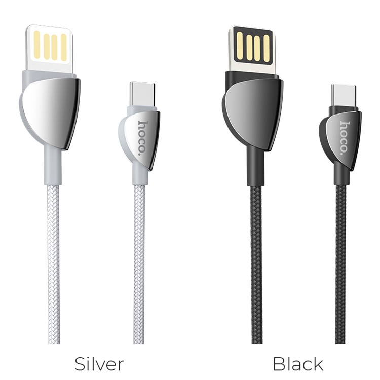 HOCO U62 Nylon Braid USB-A Reversible 3A Fast Charging Type-C Data Cable 1.2m - Black-6