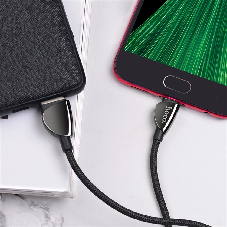 HOCO U62 Nylon Braid USB-A Reversible 2.4A Fast Charging Micro USB Data Cable 1.2m - Black-5