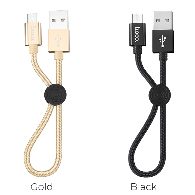 HOCO X35 Nylon Braid 2.4A Fast Charging Micro USB Data Cable 25cm - Gold-5