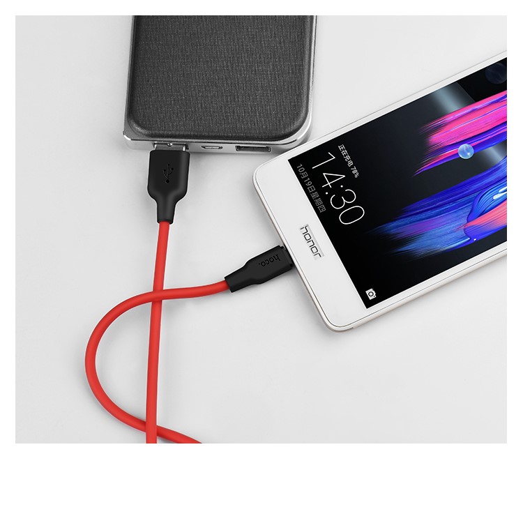 HOCO X21 Silicone 2A Fast Charging Micro USB Data Cable 1m - Red-4